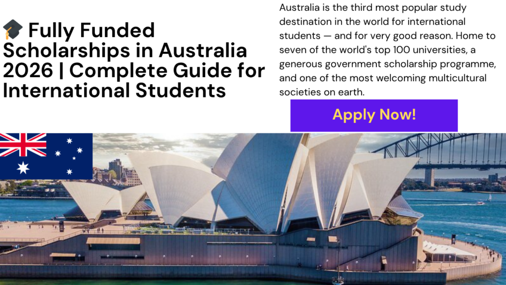 fully funded scholarships in Australia 2026 for international students