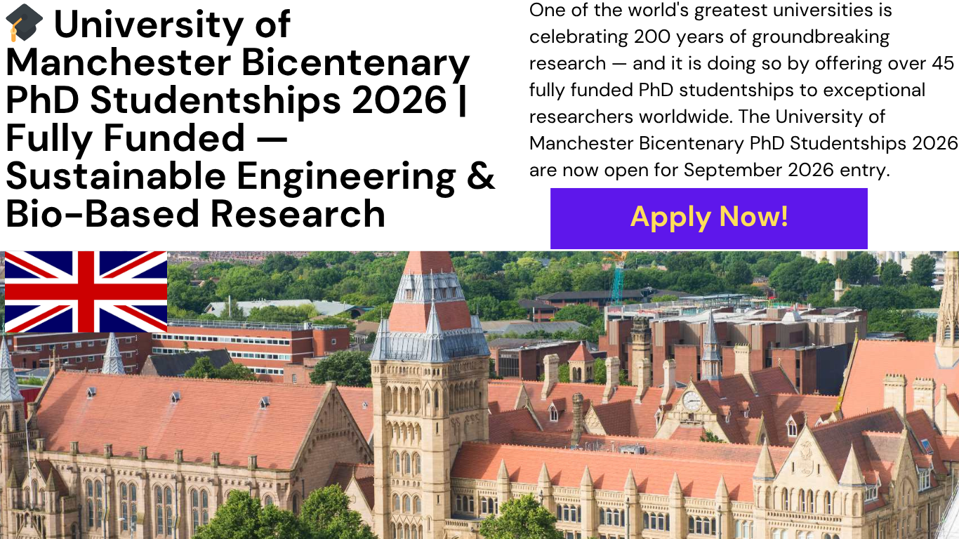 University of Manchester PhD studentship 2026 bio-based materials sustainable engineering