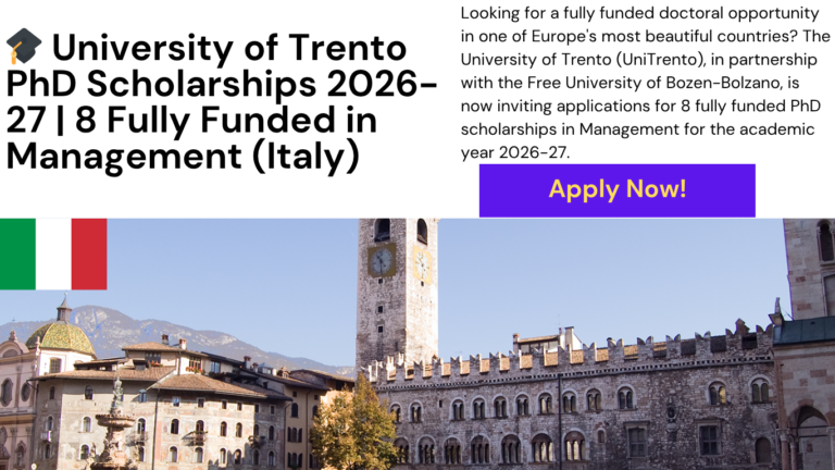 University of Trento PhD Scholarships 2026 Italy