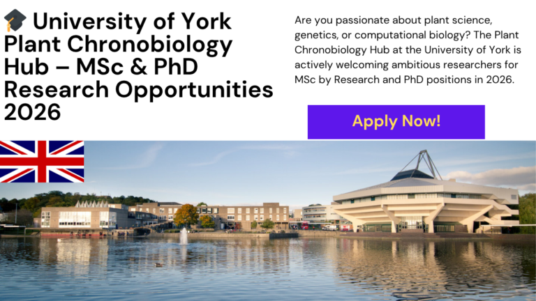 University of York Plant Chronobiology MSc PhD 2026