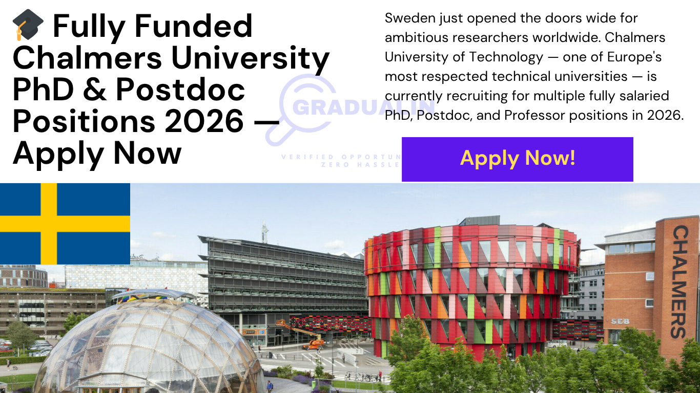 Chalmers University PhD Postdoc positions 2026