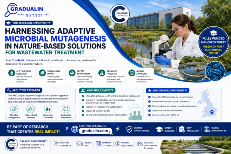 Cranfield University PhD wastewater treatment 2026