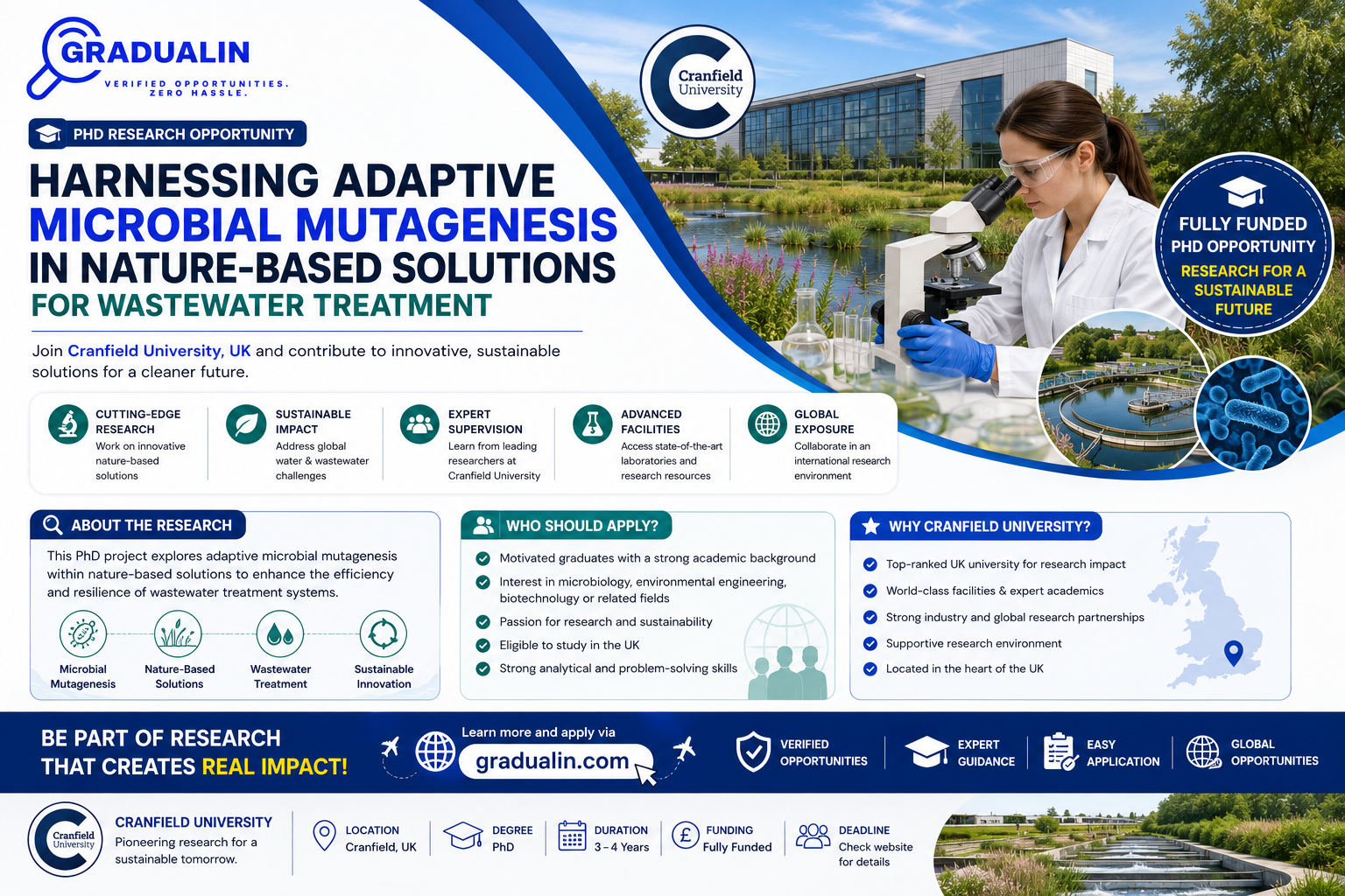Cranfield University PhD wastewater treatment 2026