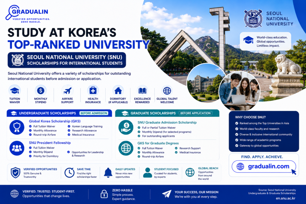 Seoul National University scholarships 2026 international students