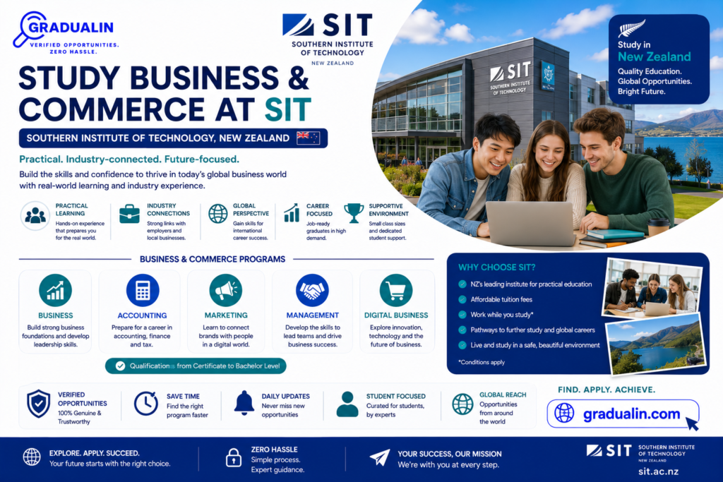SIT Business courses New Zealand international students 2026