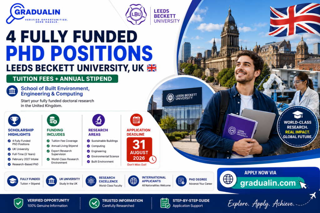 Leeds Beckett University PhD studentships 2026