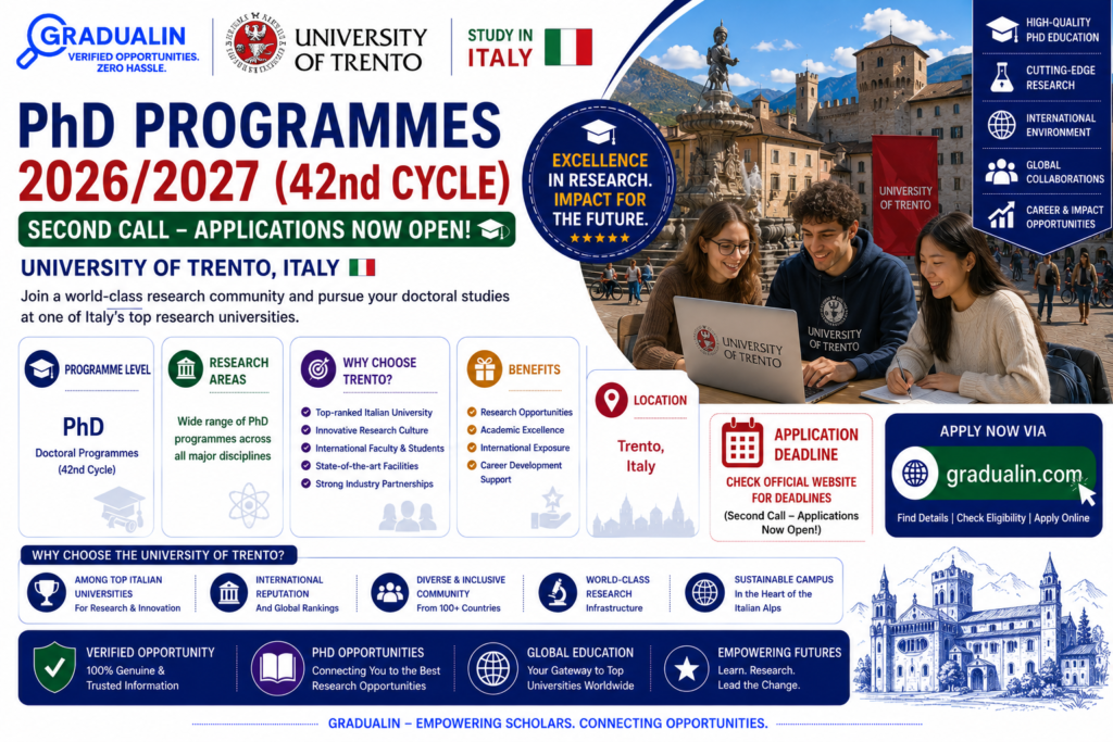 University of Trento PhD scholarships