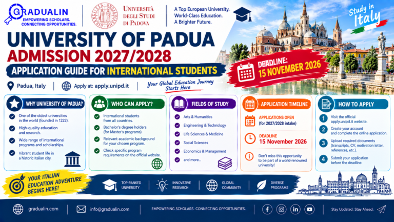 University of Padua admission 2027/2028 application guide for international students