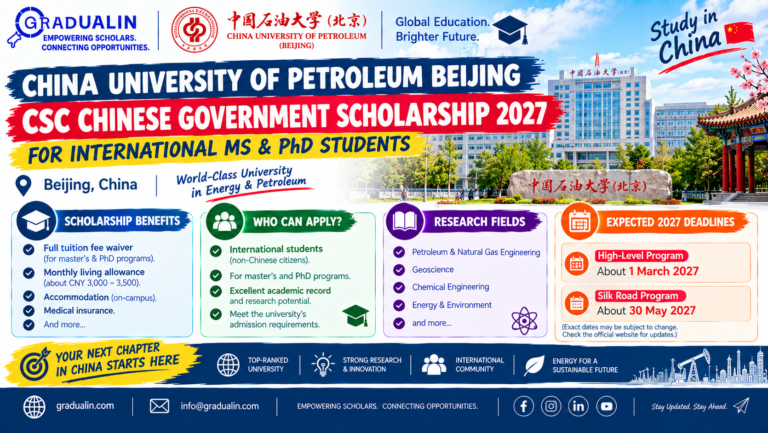 China University of Petroleum Beijing CSC Chinese Government Scholarship 2027 fully funded master's and PhD, gradualin.com