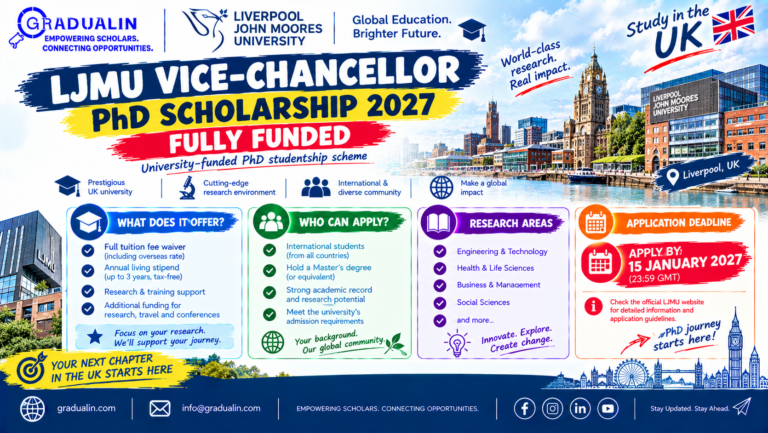 LJMU Vice-Chancellor PhD Scholarship 2027, funded PhD at Liverpool John Moores University, UK, gradualin.com
